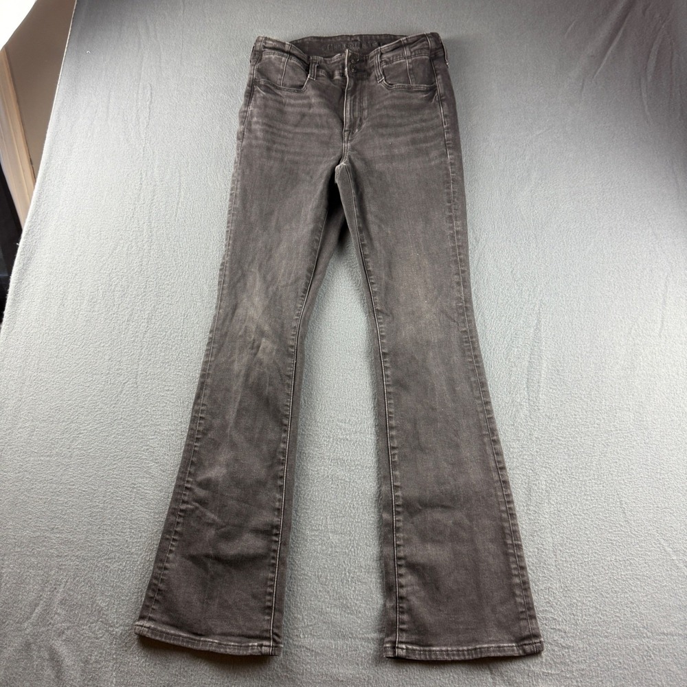 American Eagle Kick Boot Jeans Women's 6 Black High Rise Skinny Stretch Cowgirl